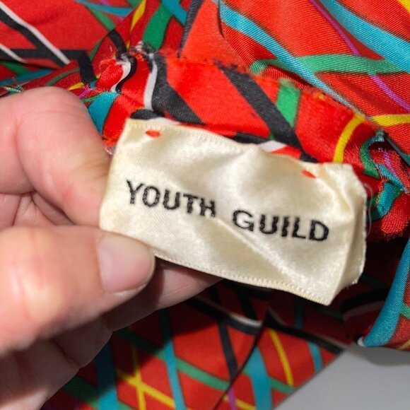Youth Guild Vintage 70s Shirt Size 4 XS Red Fitted Statement Collar Union Label - Picture 4 of 12
